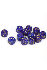 Chessex d6 Cube 16mm Lustrous Purple with Gold (12)