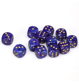Chessex d6 Cube 16mm Lustrous Purple with Gold (12)