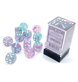 Chessex d6 Cube 16mm Luminary Nebula Wisteria with White (12)