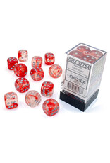 Chessex d6 Cube 16mm Luminary Nebula Red with Silver (12)