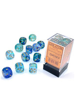 Chessex d6 Cube 16mm Luminary Nebula Oceanic with Gold (12)