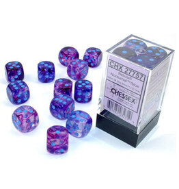 Chessex d6 Cube 16mm Luminary Nebula Nocturnal with Blue (12)