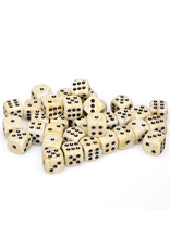 Chessex d6 Cube 12mm Marble Ivory with Black (36)
