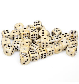 Chessex d6 Cube 12mm Marble Ivory with Black (36)