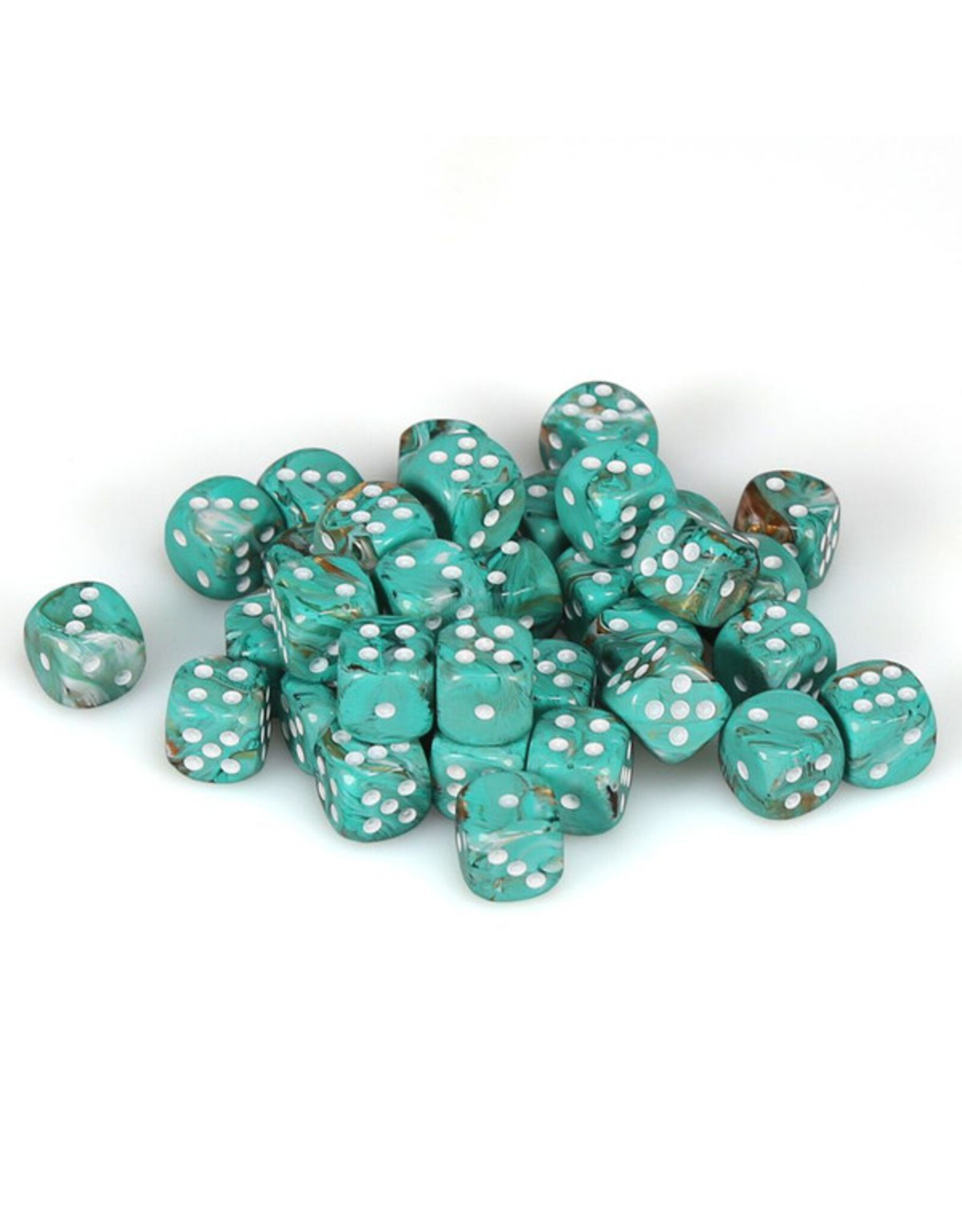 Chessex d6 Cube 12mm Marble Oxi-Copper with White (36)