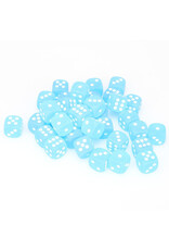 Chessex d6 Cube 12mm Frosted Caribbean Blue with White (36)
