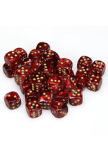 Chessex d6 Cube 12mm Vortex Burgandy with Gold (36)