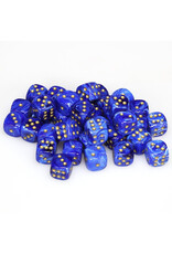 Chessex d6 Cube 12mm Vortex Blue with Gold (36)