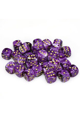 Chessex d6 Cube 12mm Vortex Purple with Gold (36)