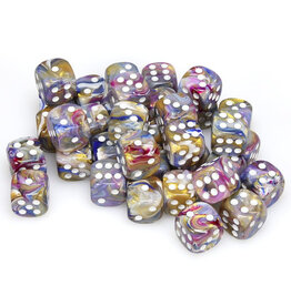 Chessex d6 Cube 12mm Festive Carousel with White (36)