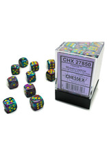 Chessex d6 Cube 12mm Festive Mosaic with Yellow (36)