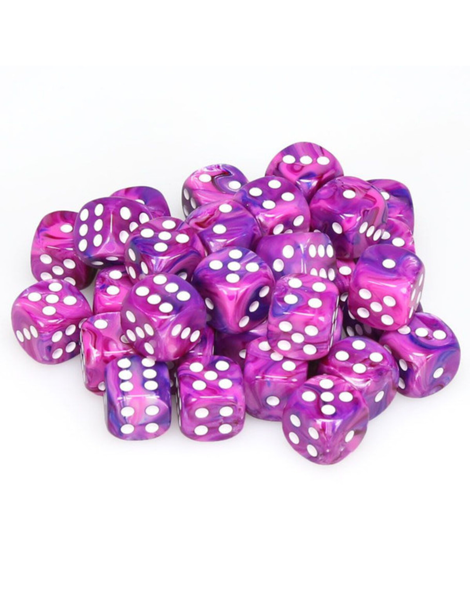 Chessex d6 Cube 12mm Festive Violet with White (36)