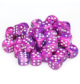 Chessex d6 Cube 12mm Festive Violet with White (36)