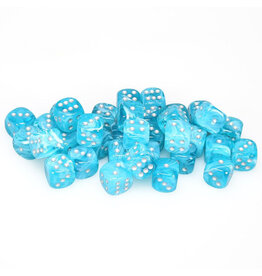 Chessex d6 Cube 12mm Cirrus Aqua with Silver (36)