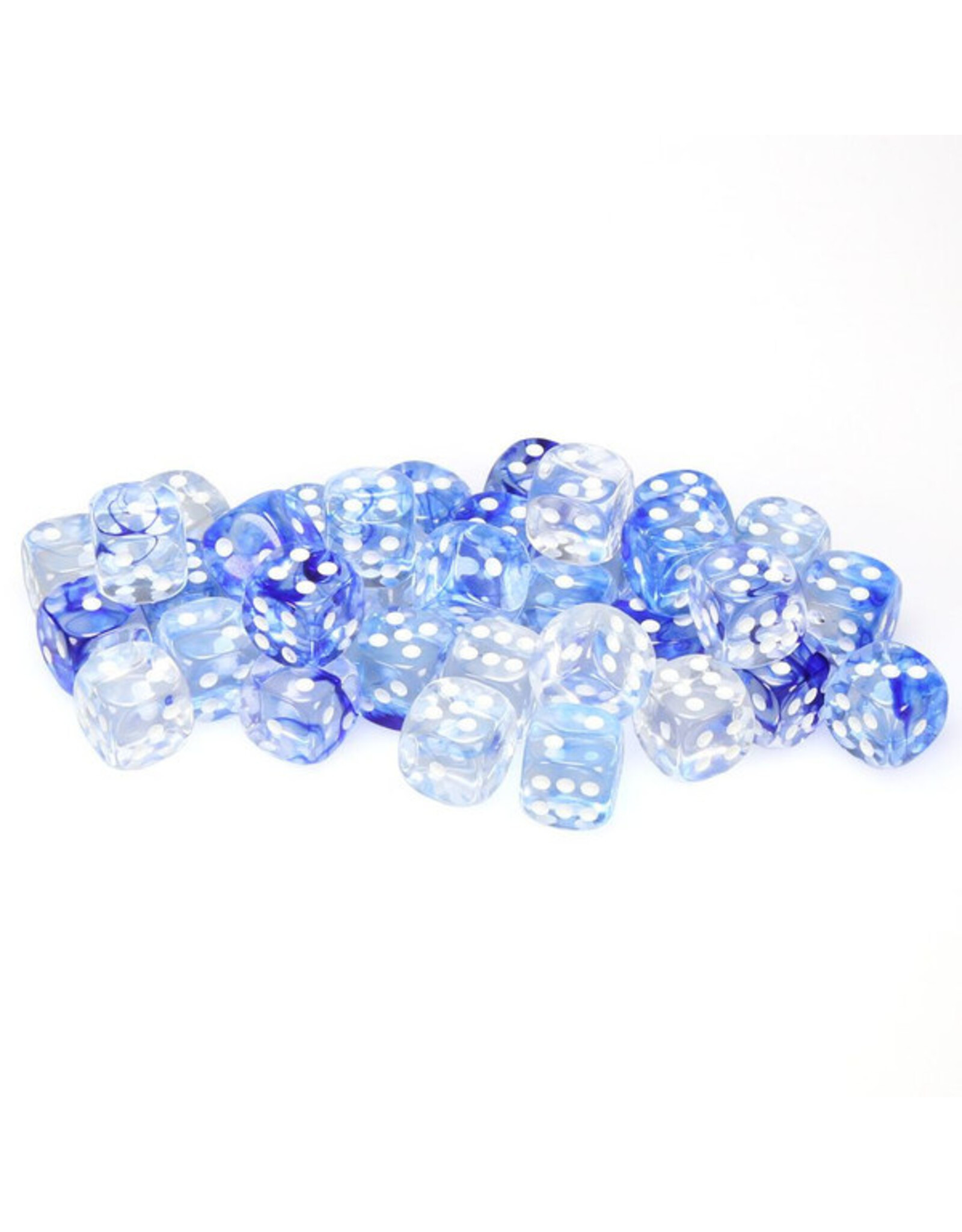 Chessex d6 Cube 12mm Nebula Dark Blue with White (36)