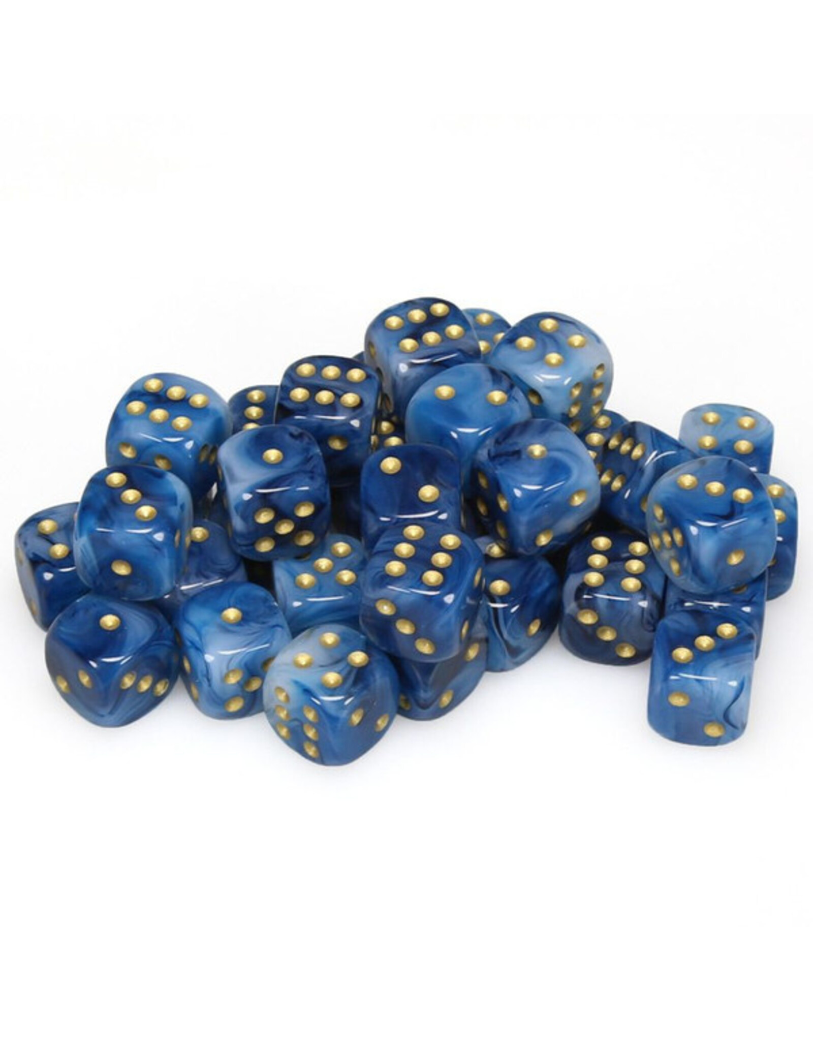 Chessex d6 Cube 12mm Phantom Teal with Gold (36)