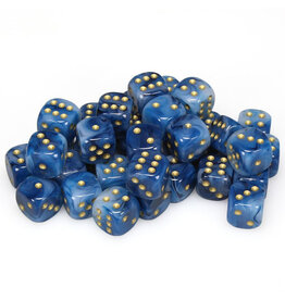 Chessex d6 Cube 12mm Phantom Teal with Gold (36)