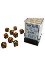 Chessex d6 Cube 12mm Glitter Gold with Silver (36)