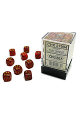 Chessex d6 Cube 12mm Glitter Ruby with Gold (36)