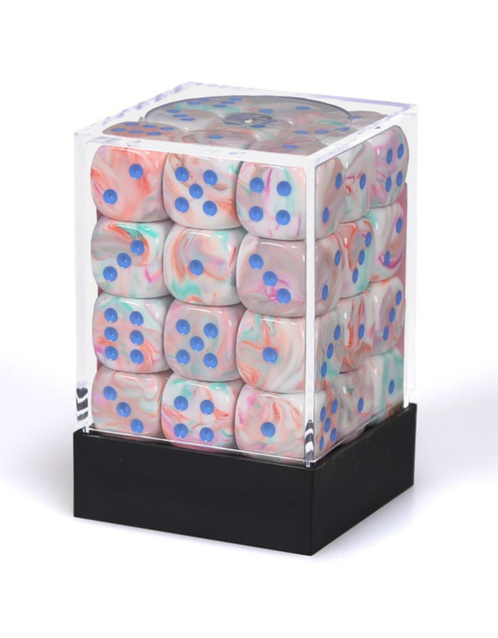 Chessex d6 Cube 12mm Festive Pop-Art with Blue (36)