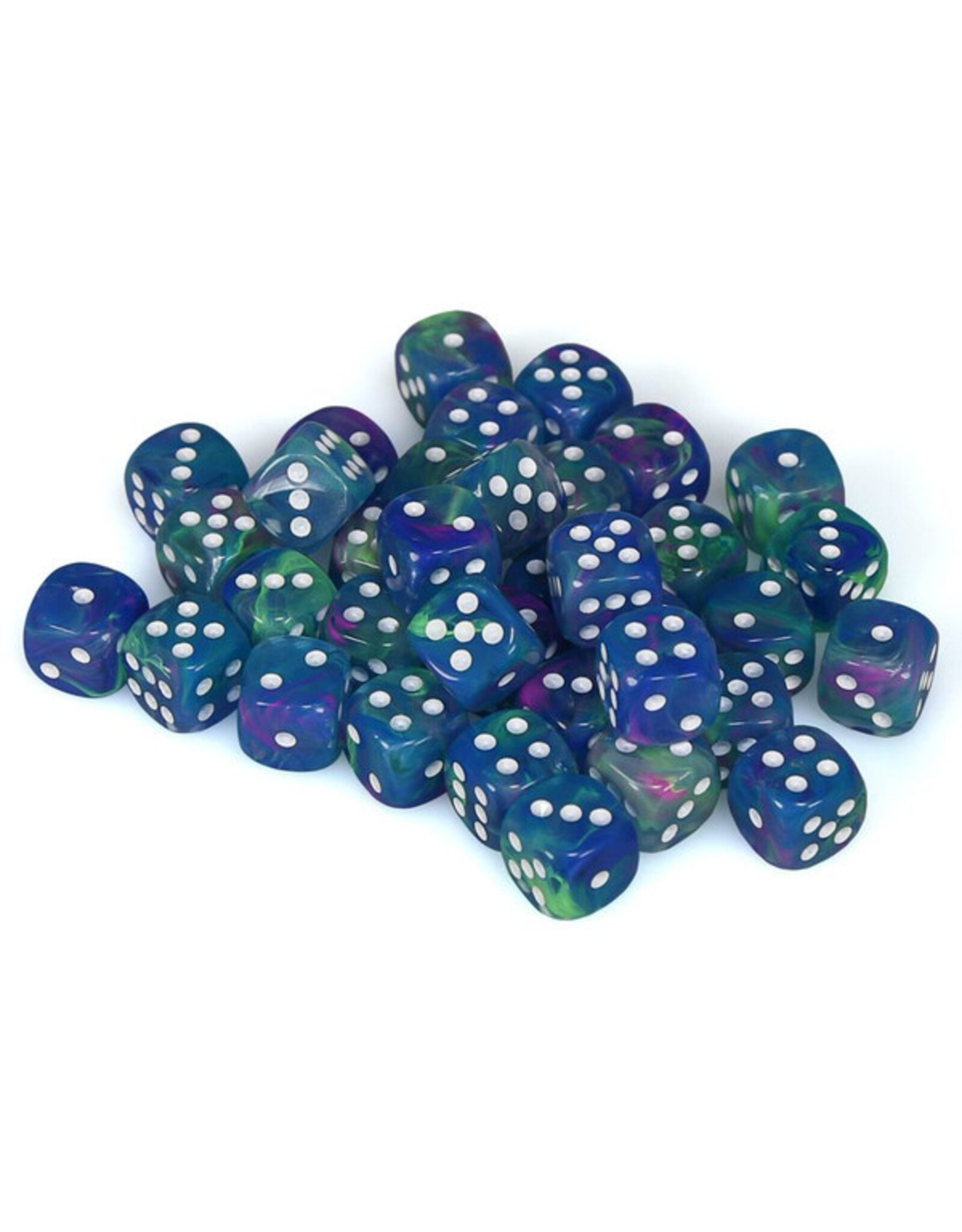 Chessex d6 Cube 12mm Festive Waterlily with White (36)