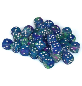 Chessex d6 Cube 12mm Festive Waterlily with White (36)