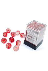 Chessex d6 Cube 12mm Luminary Nebula Red with Silver (36)