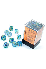 Chessex d6 Cube 12mm Luminary Nebula Oceanic with Gold (36)