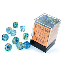 Chessex d6 Cube 12mm Luminary Nebula Oceanic with Gold (36)