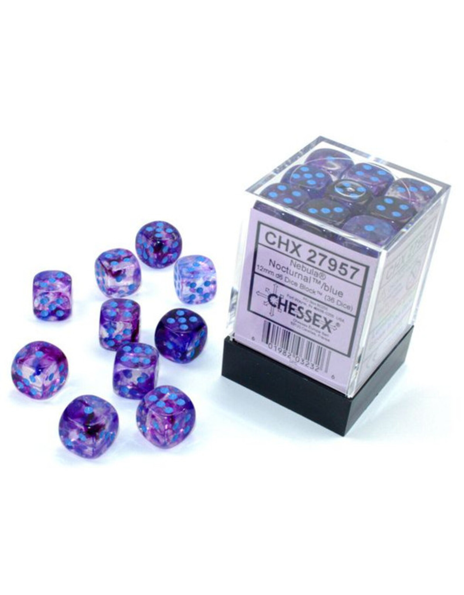 Chessex d6 Cube 12mm Luminary Nebula Nocturnal with Blue (36)