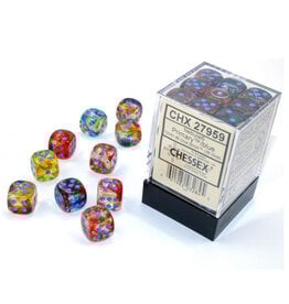 Chessex d6 Cube 12mm Luminary Nebula Primary with Turquoise (36)