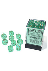 Chessex d6 Cube 12mm Borealis Luminary Light Green with Gold (36)