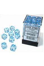 Chessex d6 Cube 12mm Borealis Luminary Icicle with Light Blue (36)