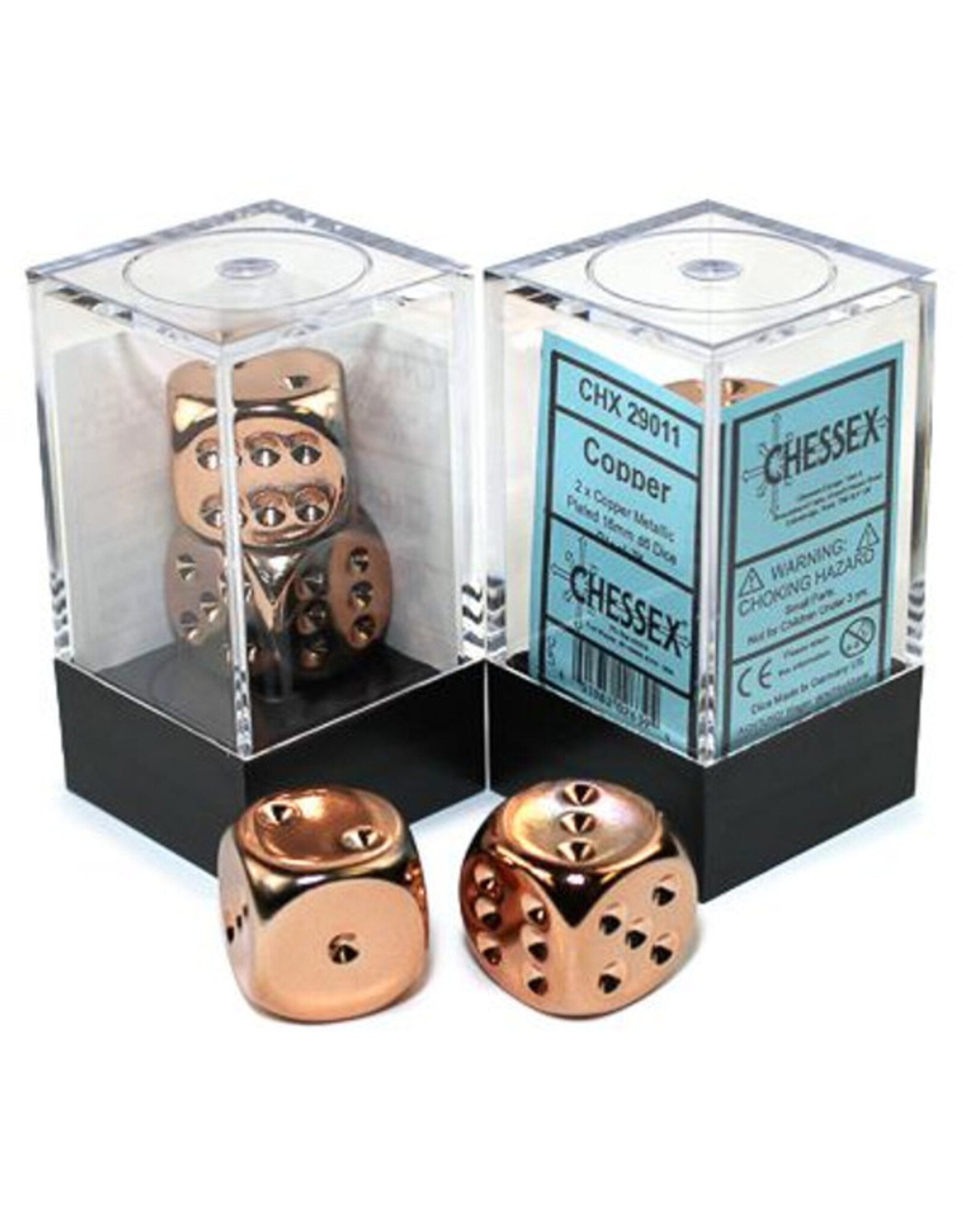 Chessex d6 Cube 16mm Copper Plated (2)