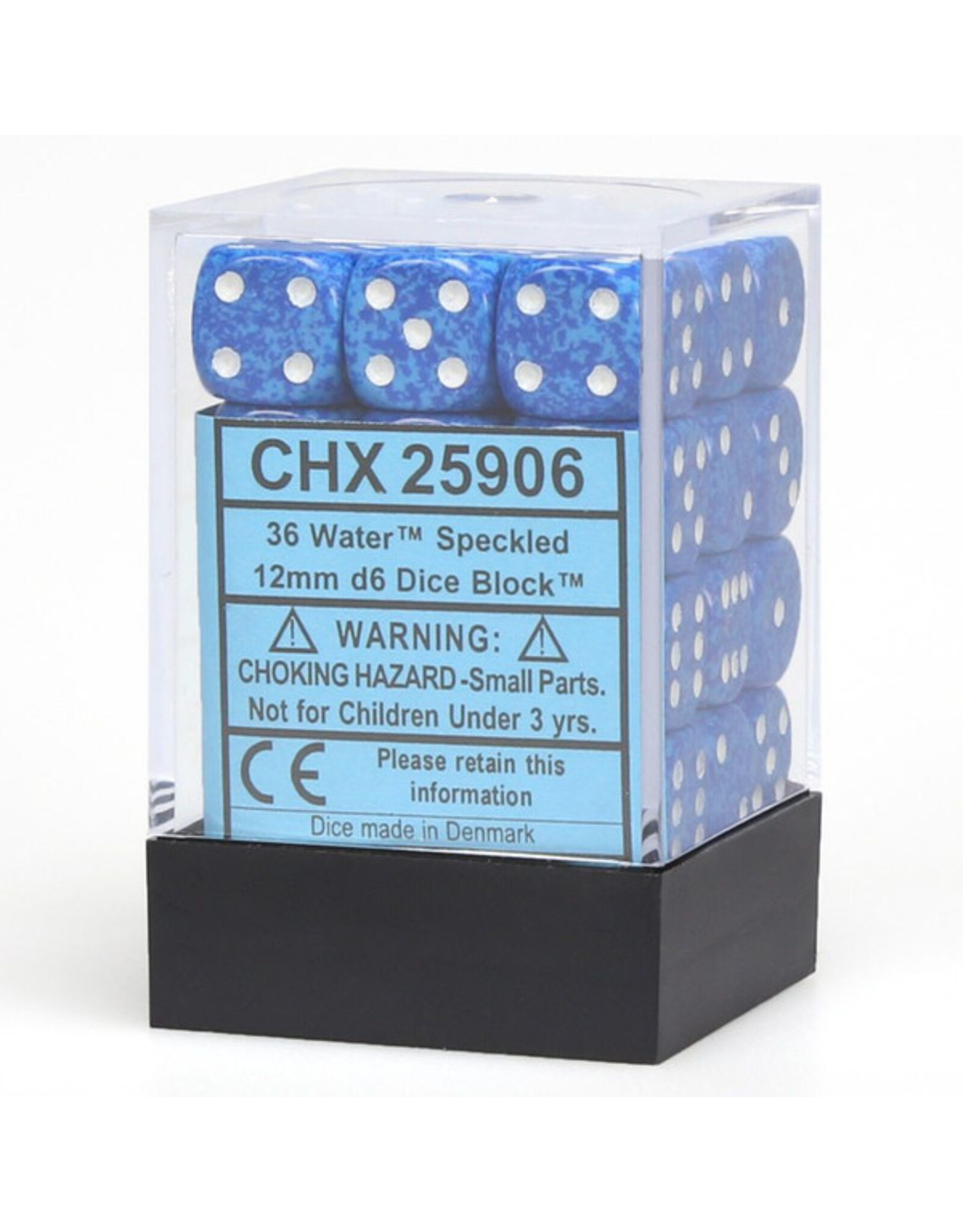 Chessex d6 Cube 12mm Speckled Water (36)