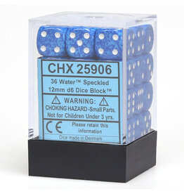 Chessex d6 Cube 12mm Speckled Water (36)