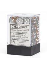 Chessex d6 Cube 12mm Gemini Copper and Steel with White (36)