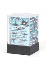Chessex d6 Cube 12mm Gemini Black and Shell with White (36)