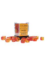 Chessex d6 Cube 12mm Gemini Translucent Red-Yellow with Gold (36)