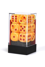 Chessex d6 Cube 16mm Festive Sunburst with Red (12)