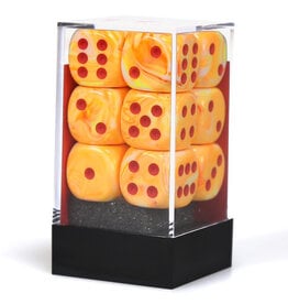 Chessex d6 Cube 16mm Festive Sunburst with Red (12)