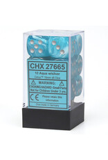 Chessex d6 Cube 16mm Cirrus Aqua with Silver (12)