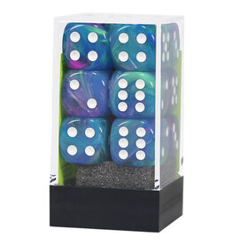 Chessex d6 Cube 16mm Festive Waterlily with White (12)