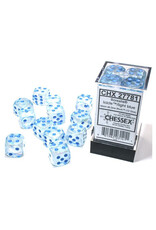 Chessex d6 Cube 16mm Borealis Luminary Icicle with Light Blue (12)