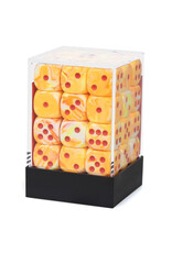 Chessex d6 Cube 12mm Festive Sunburst with Red (36)