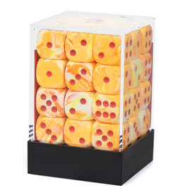 Chessex d6 Cube 12mm Festive Sunburst with Red (36)