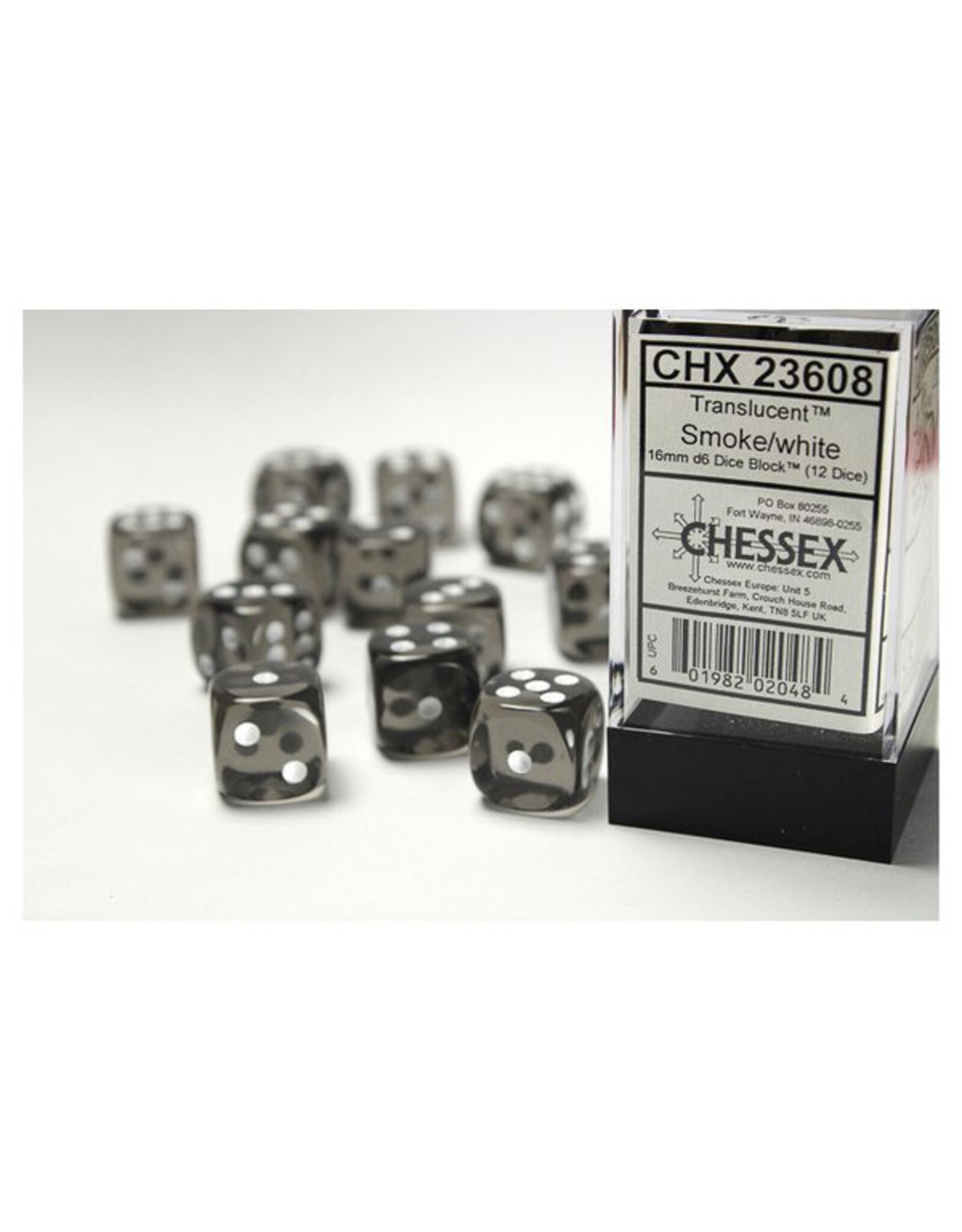 Chessex Translucent Smoke/White D6 (12)
