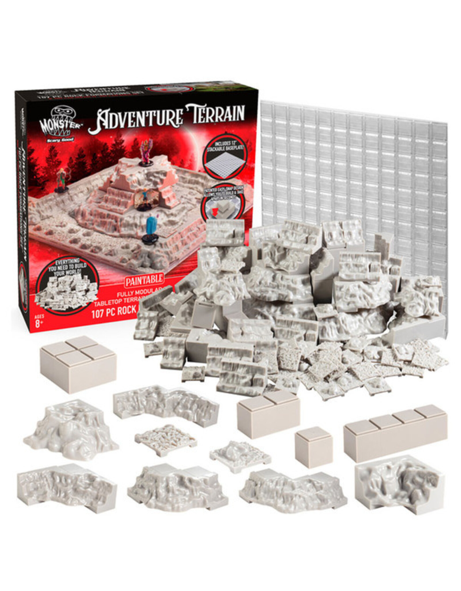 Monster Protectors Monster Adventure Terrain: Unpainted: Rock Formations & Baseplate (107pc)