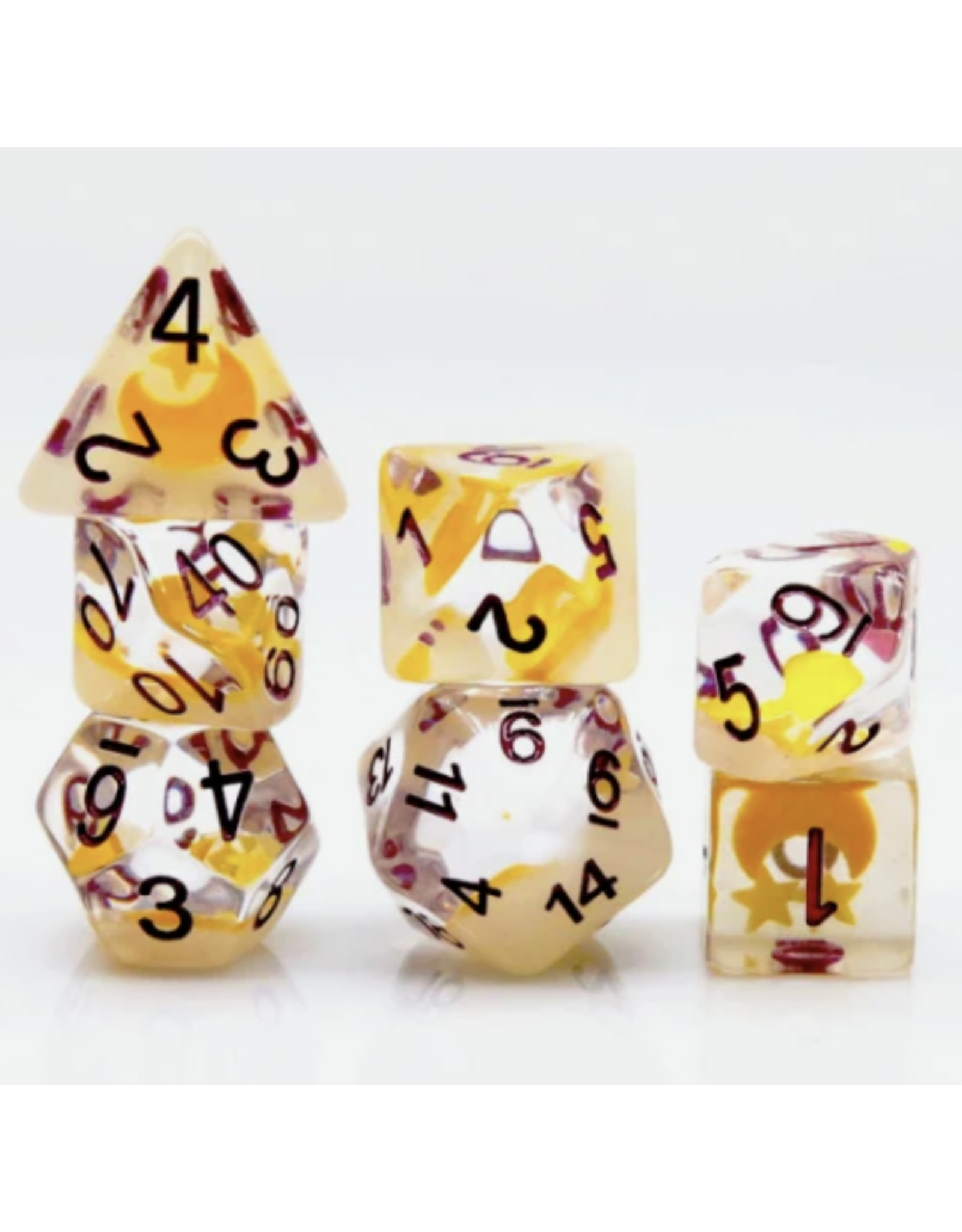 Foam Brain Glow in the Dark Moon and Star RPG Dice Set