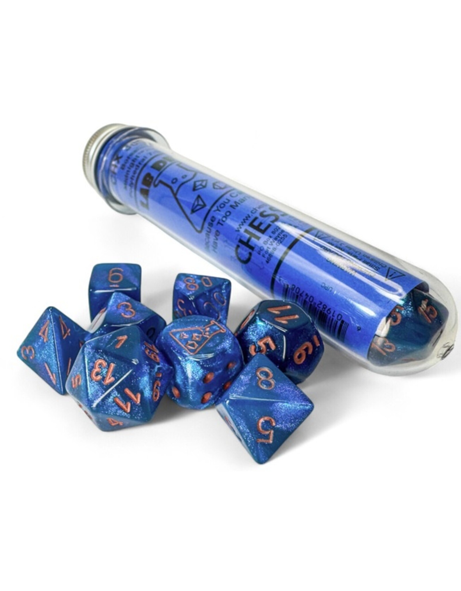 Chessex Lab Dice 9: Borealis Midnight/copper Polyhedral 7-Die Set (with bonus die)